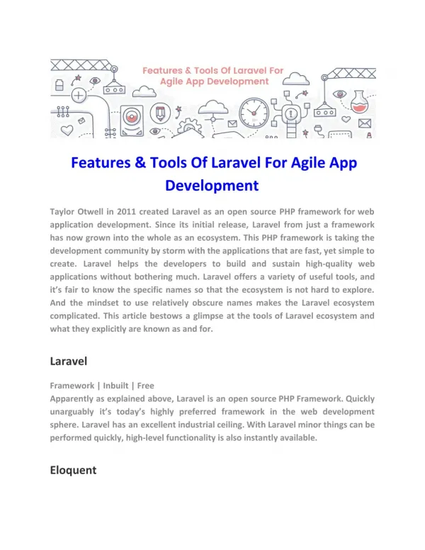 Features & Tools Of Laravel For Agile App Development