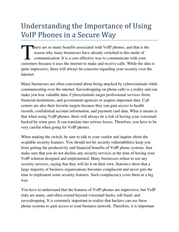 Understanding the Importance of Using VoIP Phones in a Secure Way