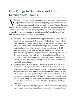 Few Things to Do Before and After Getting VoIP Phones