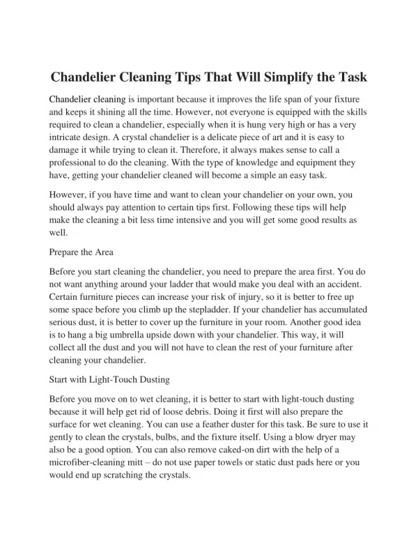 Chandelier Cleaning Tips That Will Simplify the Task