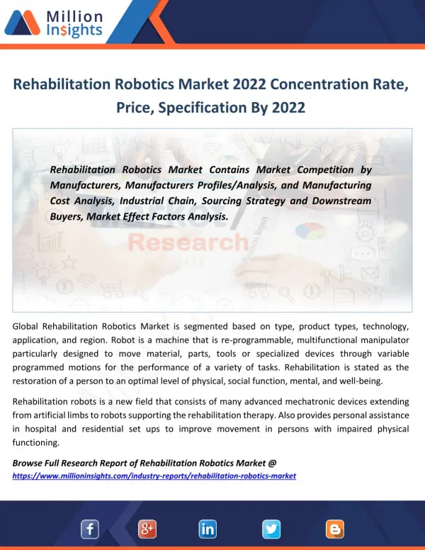 Rehabilitation Robotics Market Key Suppliers, Top 3 Manufacturers, Outlook 2022