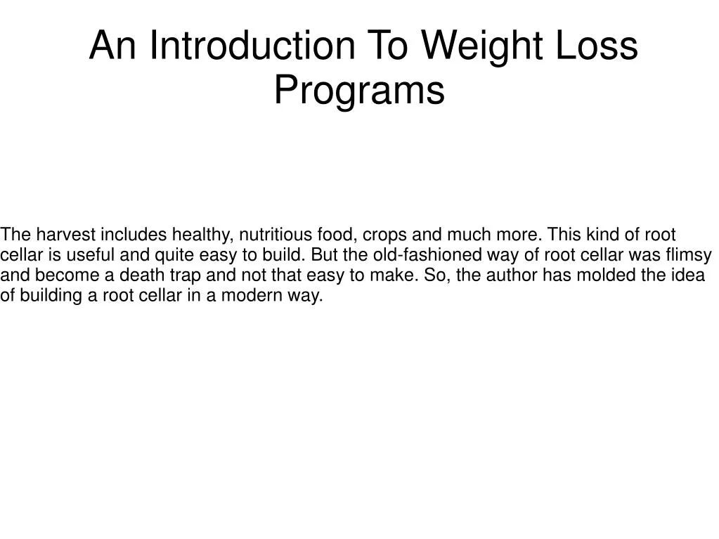 an introduction to weight loss programs