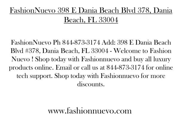 FashionNuevo 398 E Dania Beach Blvd 378, Dania Beach, FL 33004