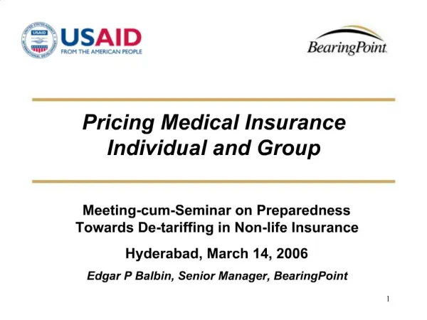 Pricing Medical Insurance Individual and Group