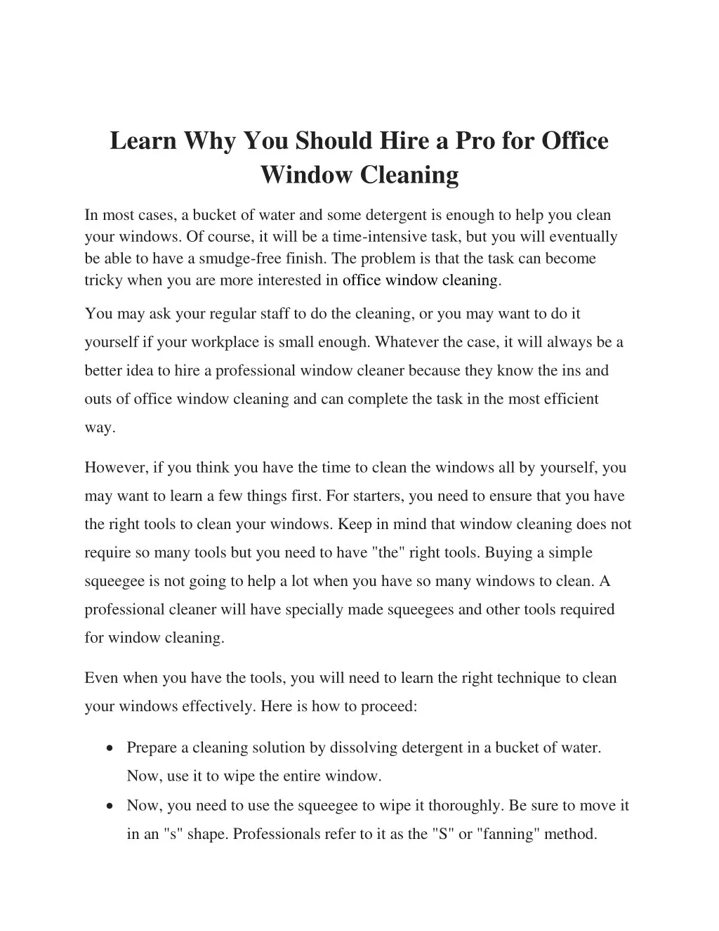 learn why you should hire a pro for office window