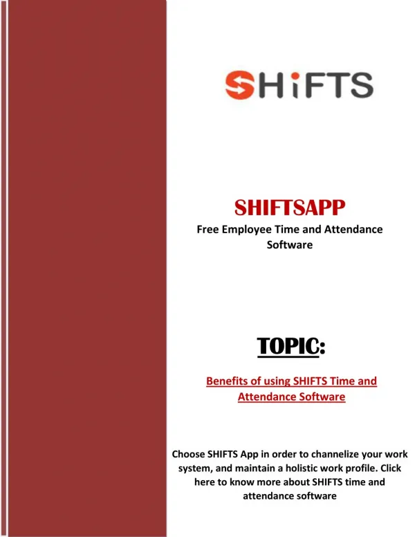 Benefits of using SHIFTS Time and Attendance Software