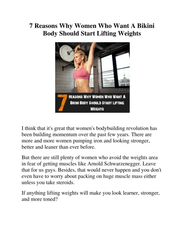 7 Reasons Why Women Who Want A Bikini Body Should Start Lifting Weights