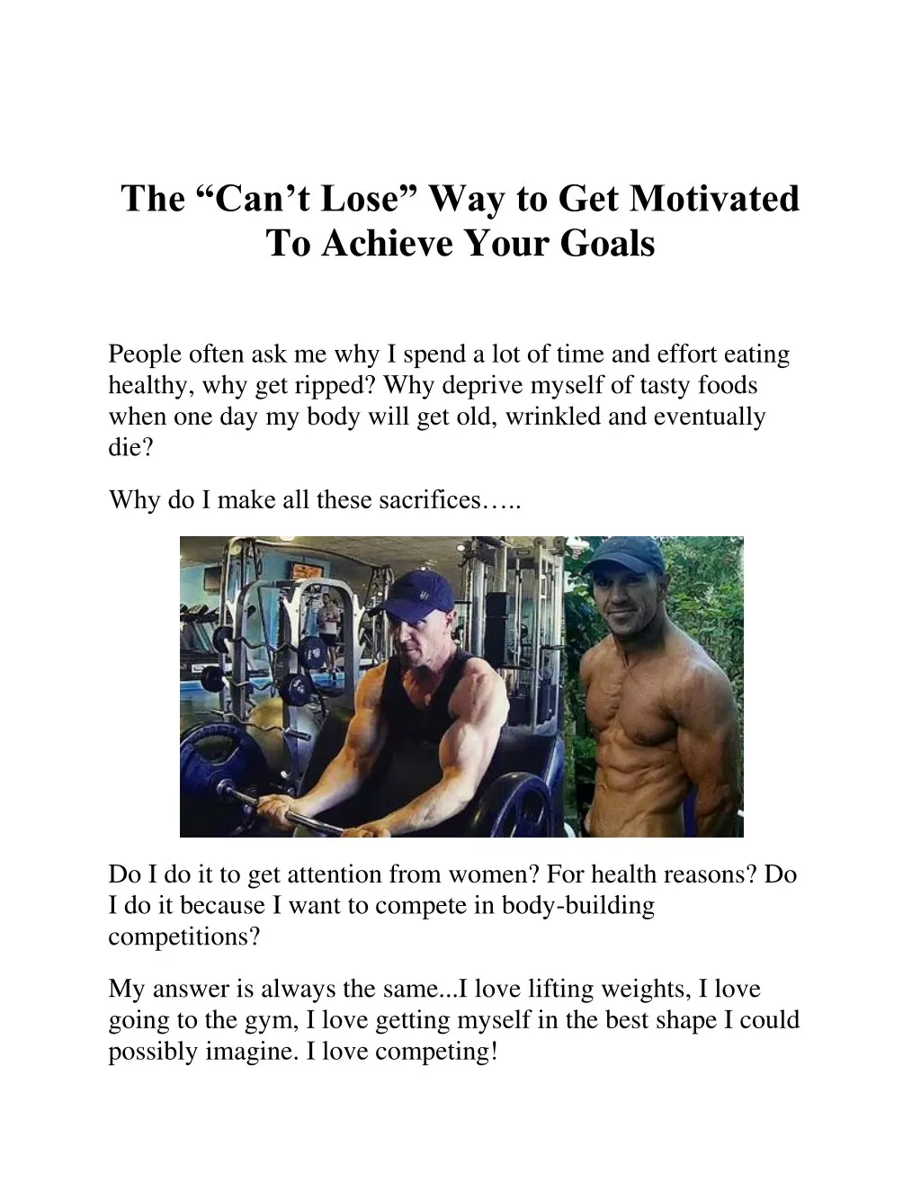 the can t lose way to get motivated to achieve