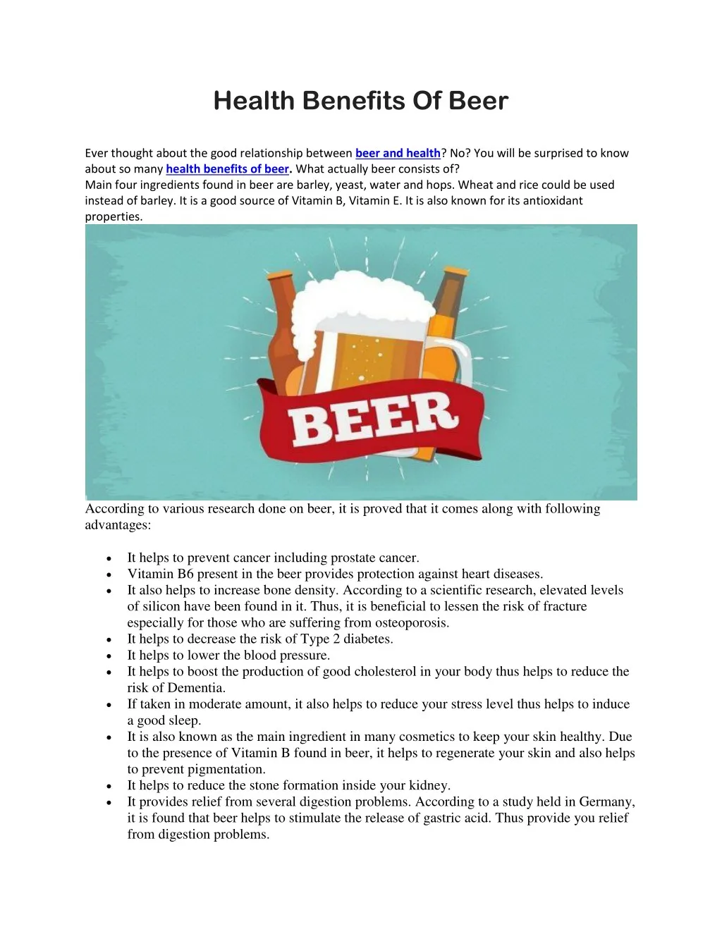 health benefits of beer ever thought about