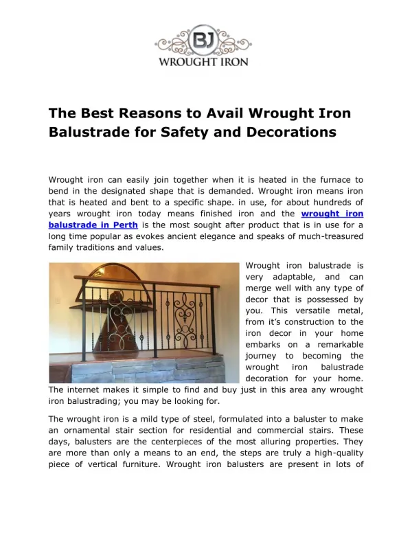 The Best Reasons to Avail Wrought Iron Balustrade for Safety and Decorations
