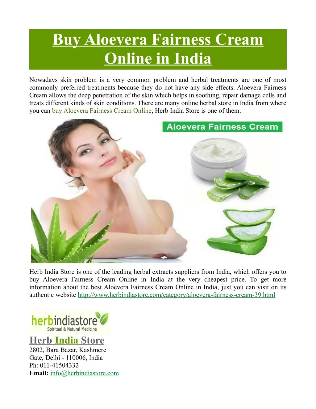 buy aloevera fairness cream online in india