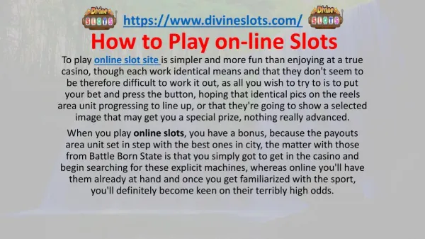 How to Play on-line Slots