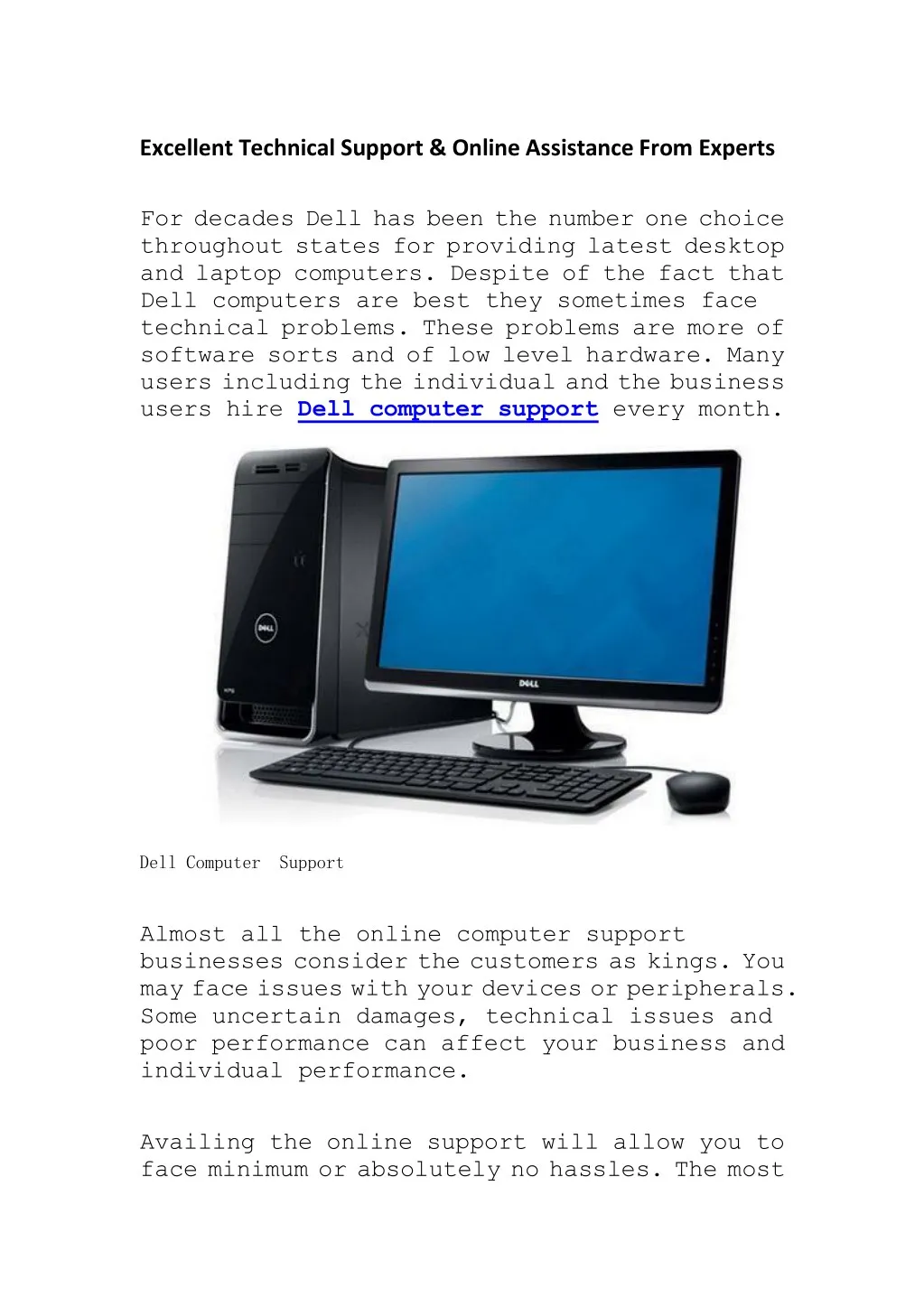 excellent technical support online assistance