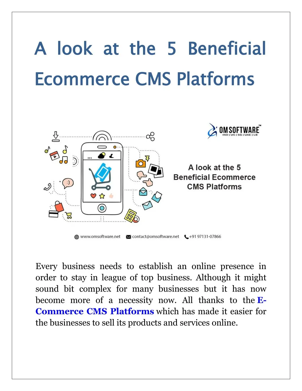 a look at the 5 beneficial ecommerce cms platforms