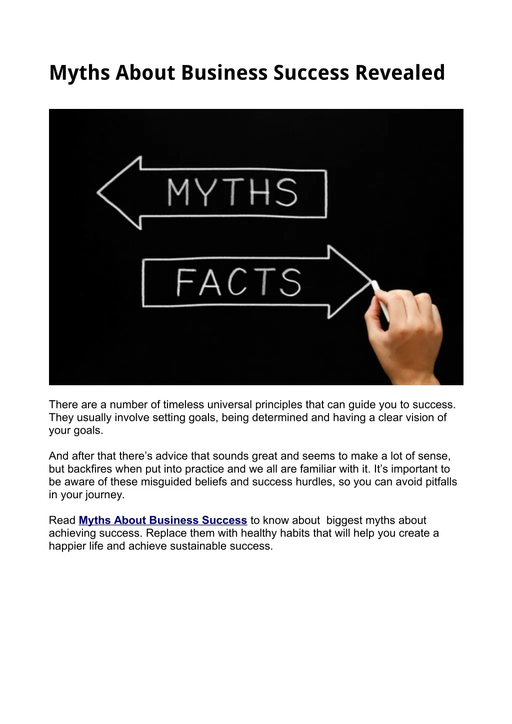 myths about business success revealed