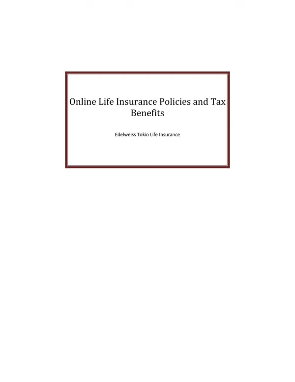 Online Life Insurance Policies and Tax Benefits