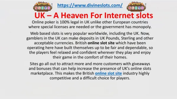 UK – A Heaven For Internet slots