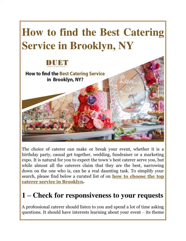 How to find the Best Catering Service in Brooklyn, NY