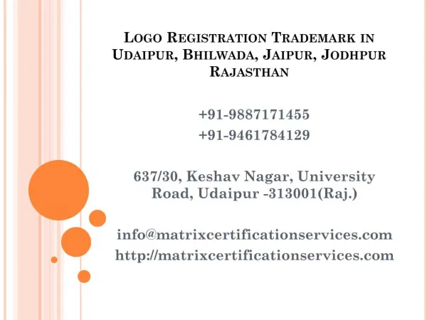 Logo Registration Trademark in Udaipur, Bhilwada, Jaipur, Jodhpur Rajasthan