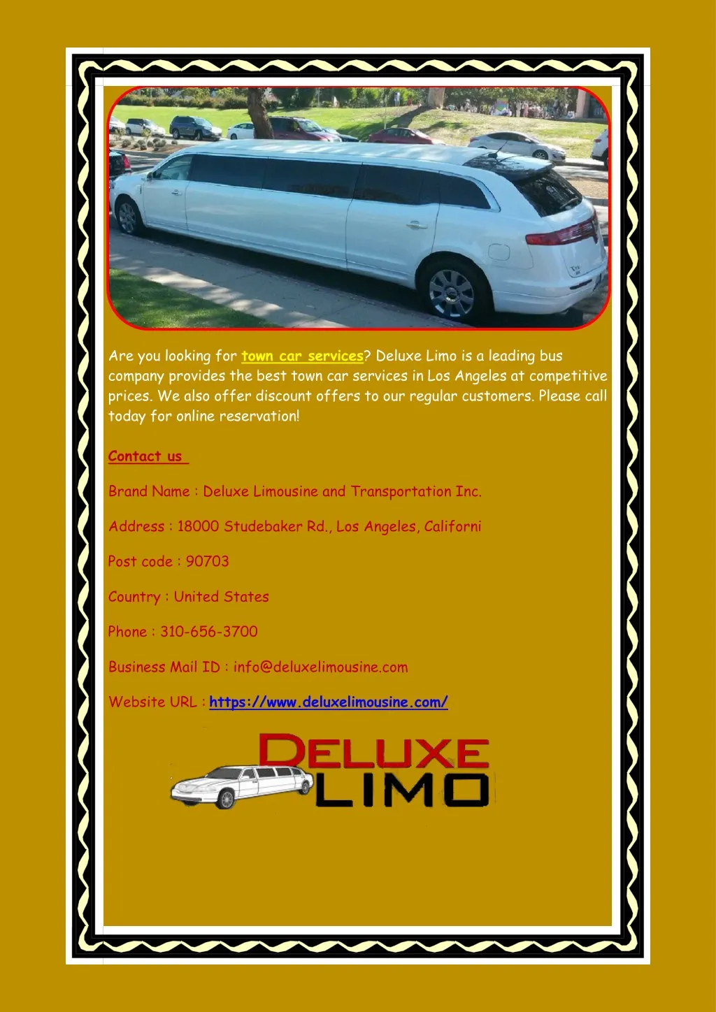 are you looking for town car services deluxe limo