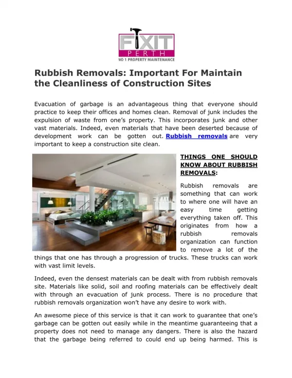 Rubbish Removals: Important For Maintain the Cleanliness of Construction Sites