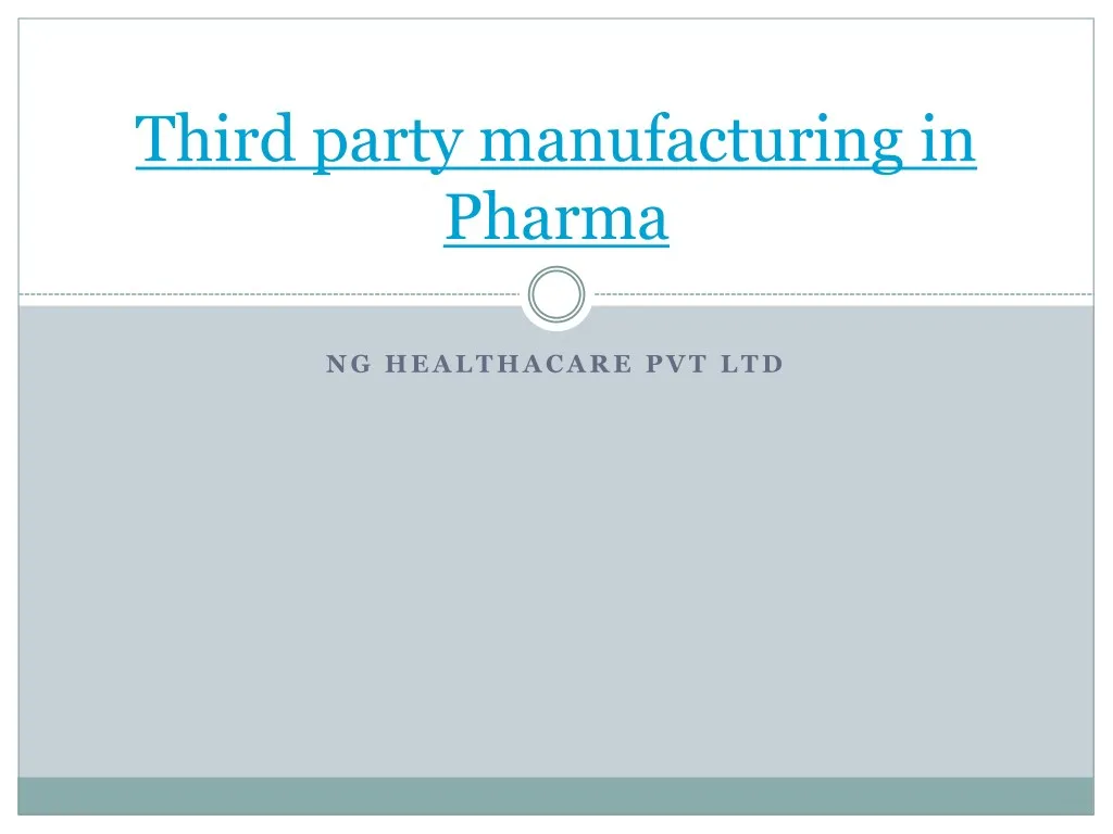 third party manufacturing in pharma