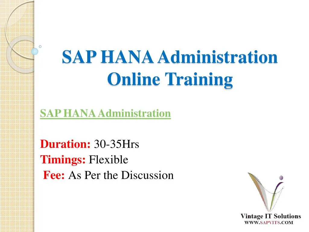 sap hana administration online training