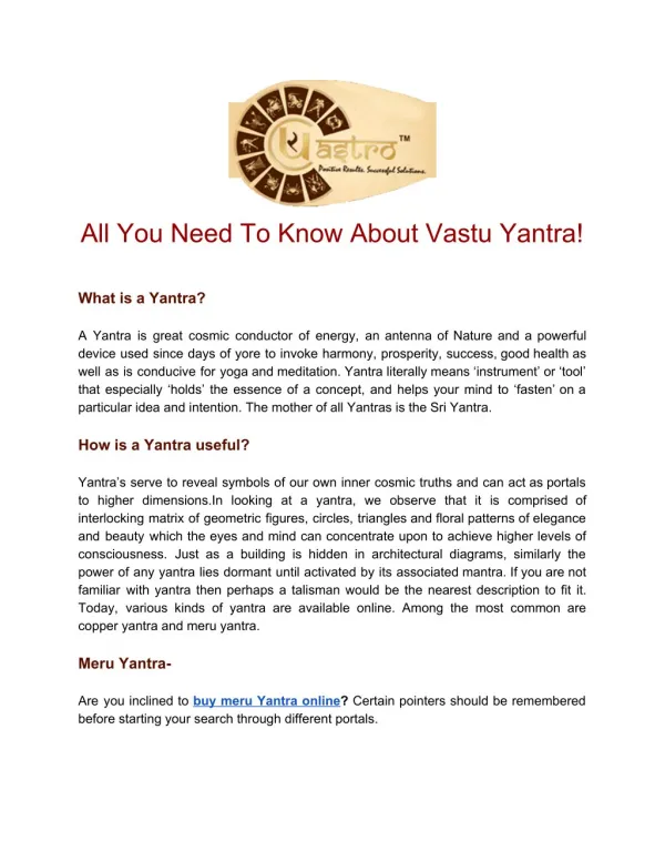 All You Need To Know About Vastu Yantra!