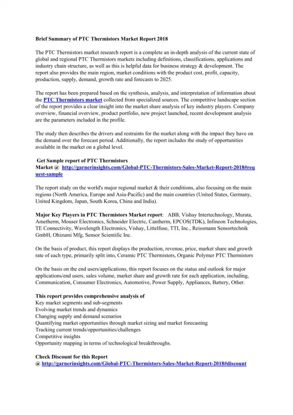 brief summary of ptc thermistors market report