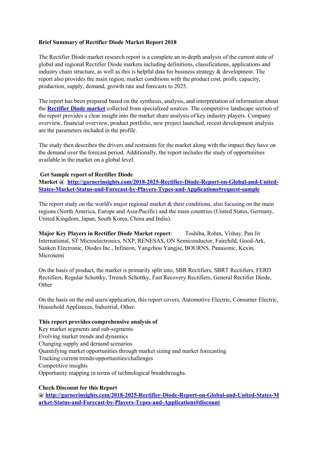 brief summary of rectifier diode market report