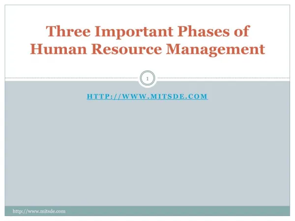 Three Important Phases of Human Resource Management - Distance MBA in HR - Online Management courses