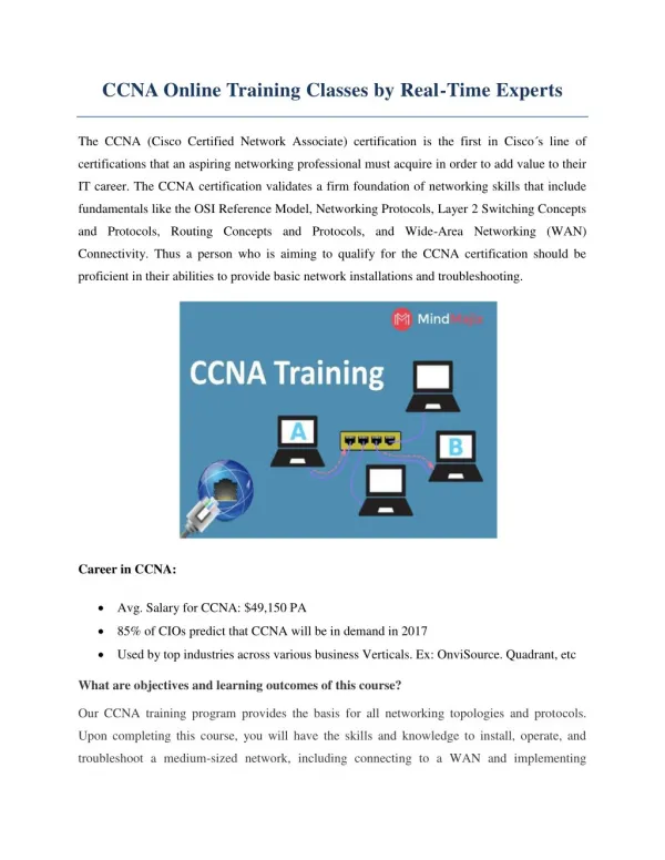 CCNA Online Training Classes by Real-time Experts