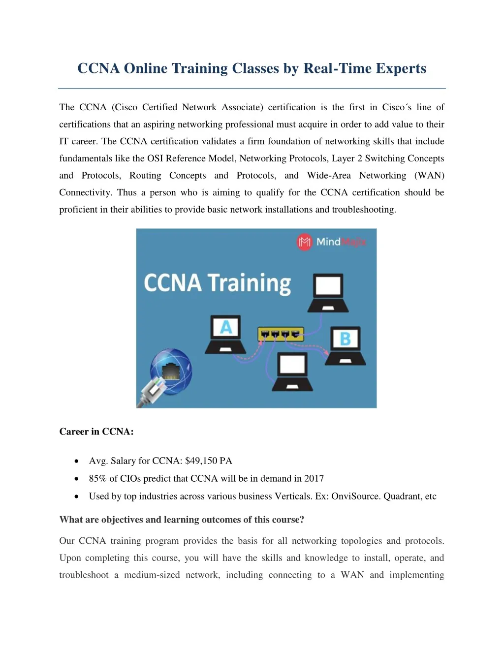 ccna online training classes by real time experts