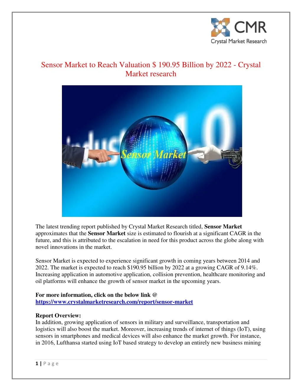 sensor market to reach valuation 190 95 billion