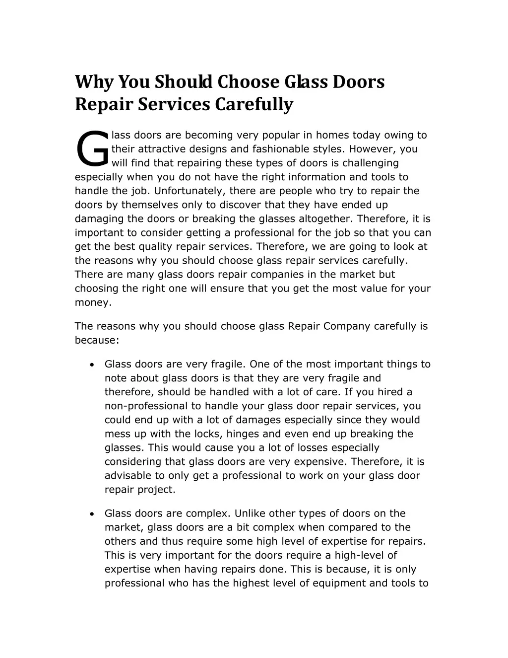 why you should choose glass doors repair services