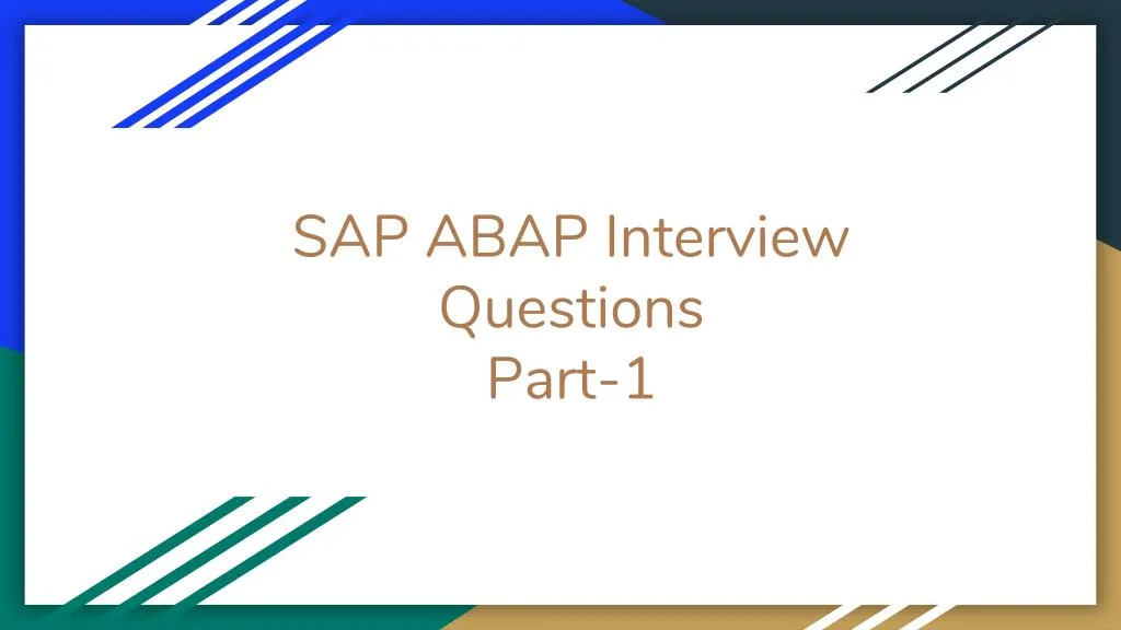 sap abap interview questions part 1