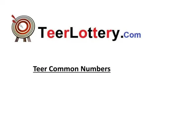Teer Common Numbers Teer Lottery