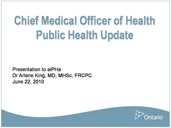 Chief Medical Officer of Health Public Health Update