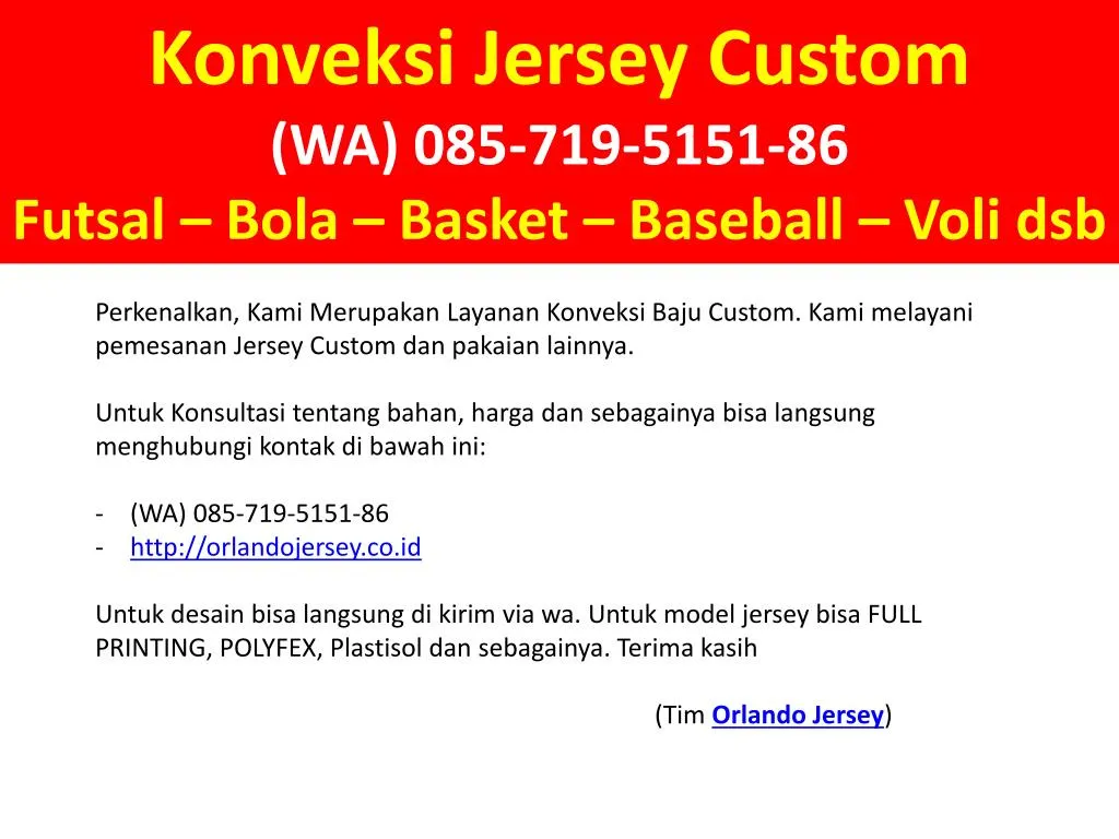 konveksi jersey custom wa 085 719 5151 86 futsal