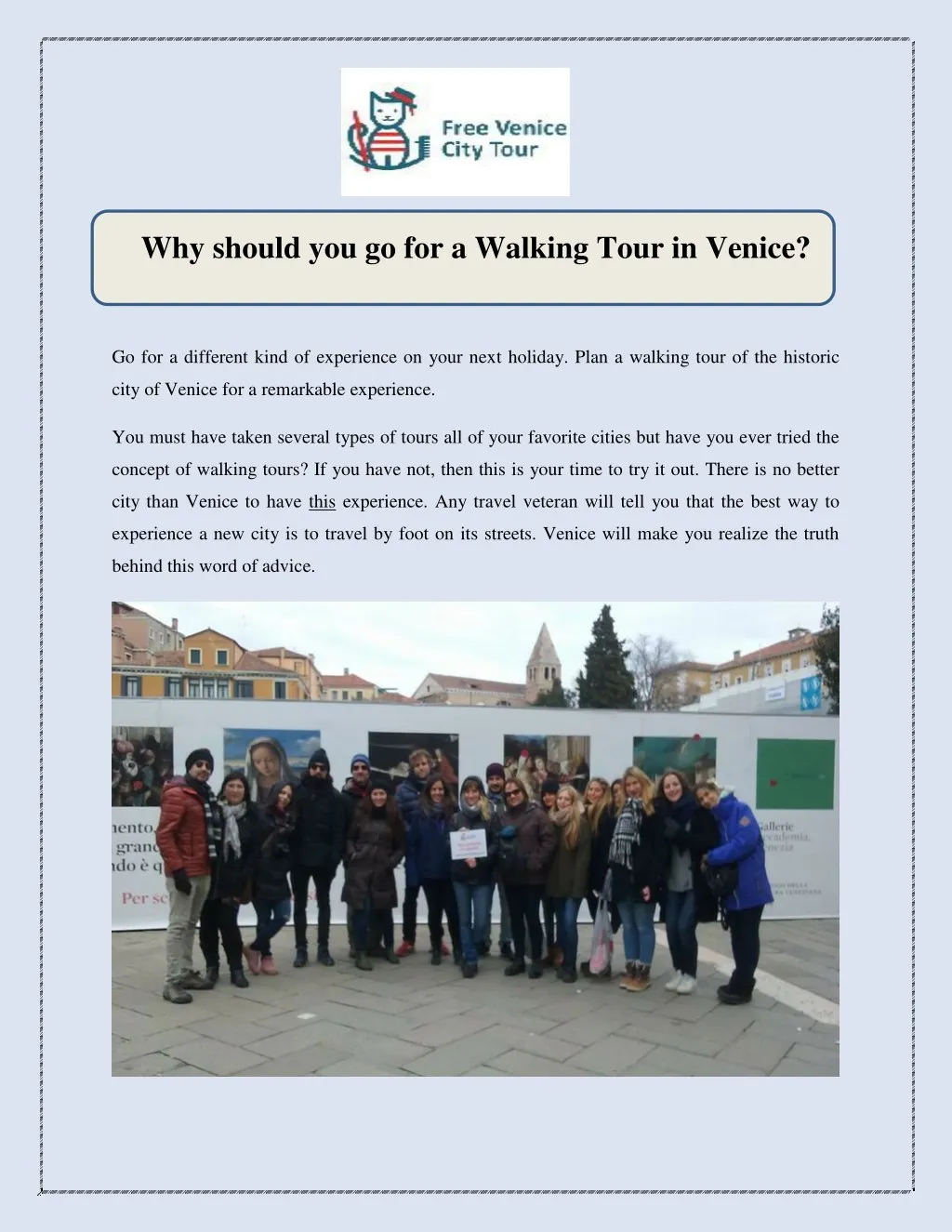 why should you go for a walking tour in venice