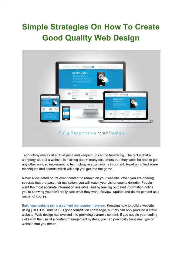 How To Create Good Quality Web Design