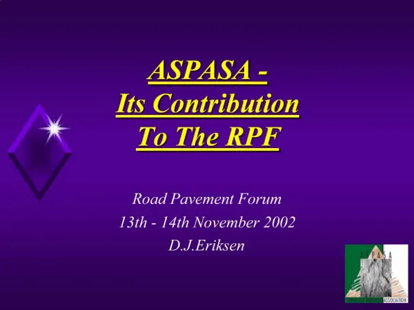 ASPASA - Its Contribution To The RPF