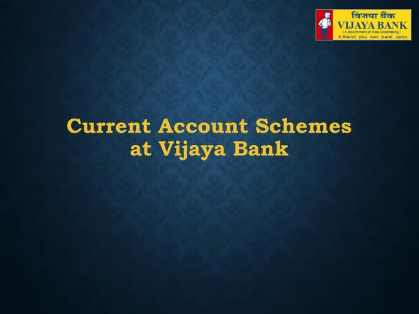 Current Account Schemes at Vijaya Bank