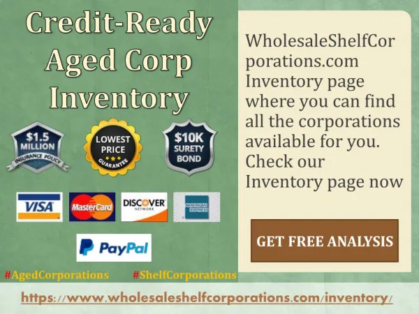 Credit-Ready Aged Corp Inventory - Wholesale Shelf Corporations