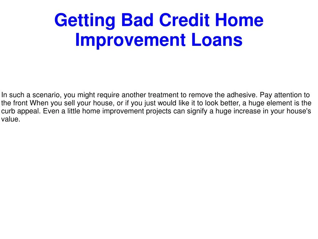 getting bad credit home improvement loans