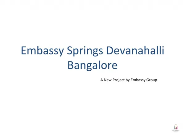 Embassy Springs Devanahalli