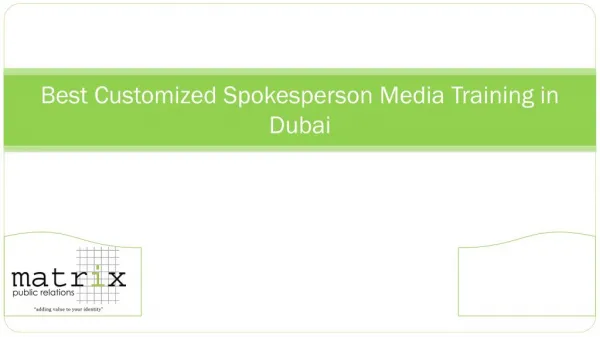 Best Customized Spokesperson Media Training in Dubai