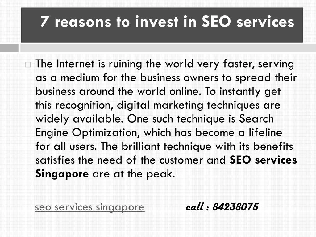 7 reasons to invest in seo services