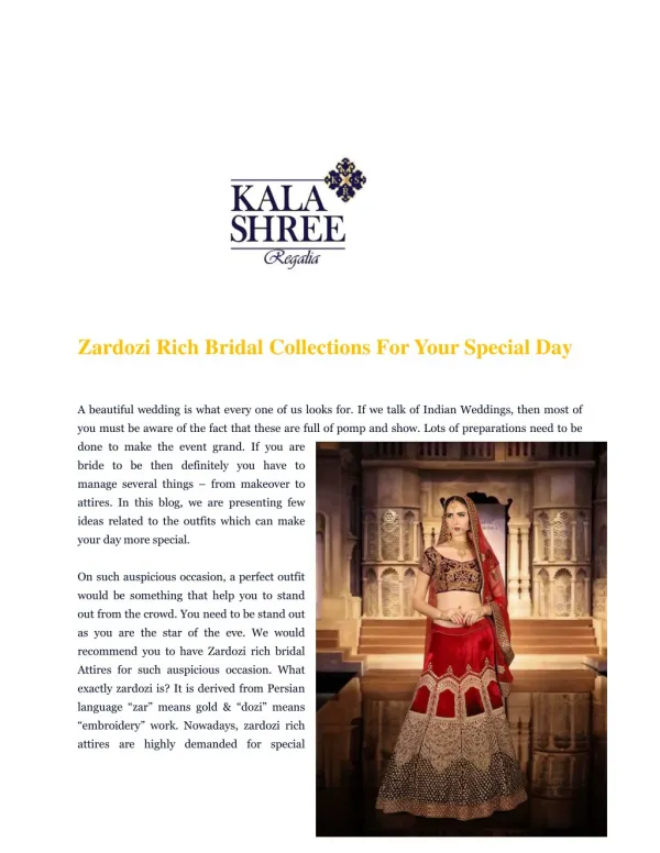 Zardozi Rich Bridal Collections For Your Special Day