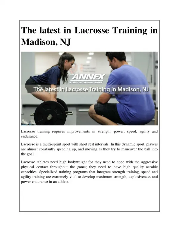 The latest in Lacrosse Training in Madison, NJ